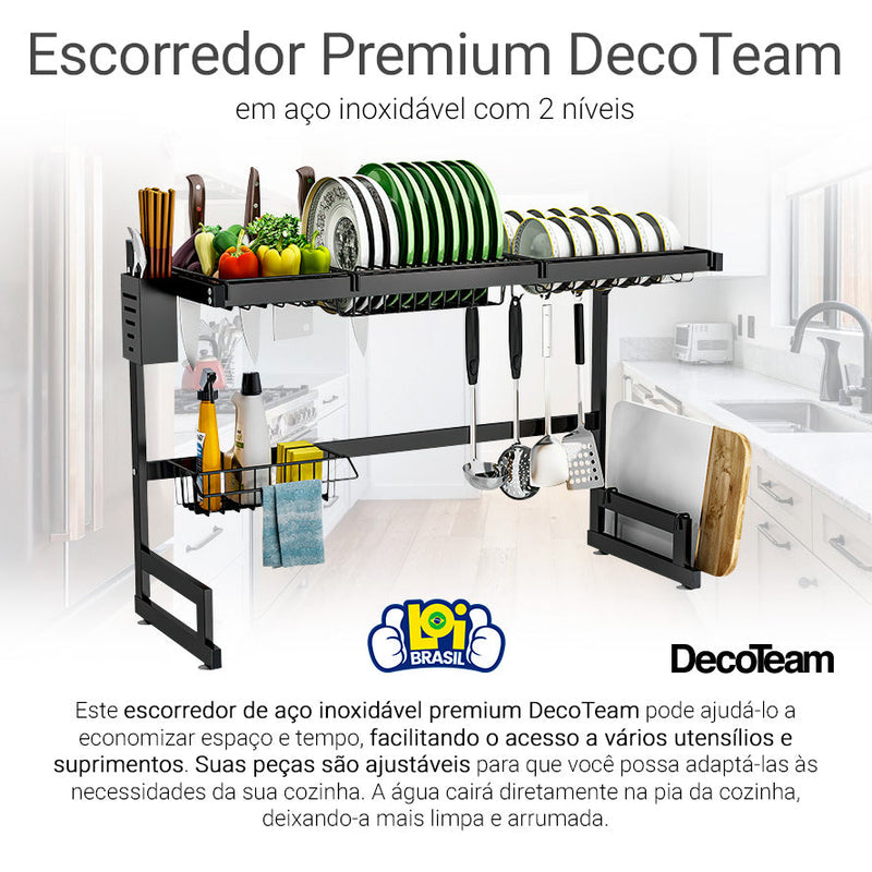 Escorredor de louças Decoteam 2 andares em aço inox Alta Qualidade