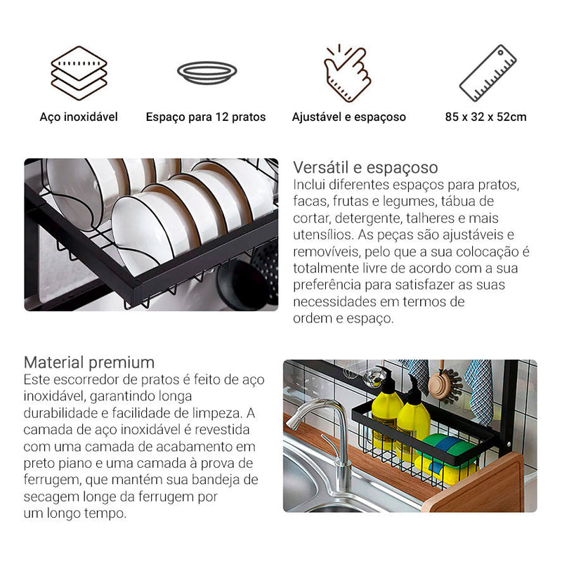 Escorredor de louças Decoteam 2 andares em aço inox Alta Qualidade