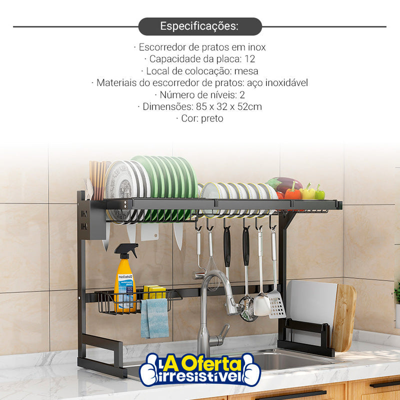 Escorredor de louças Decoteam 2 andares em aço inox Alta Qualidade