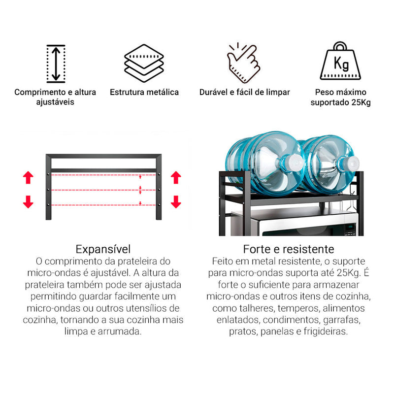 Rack Metálico Multiuso Decoteam Ajustável Para Microondas