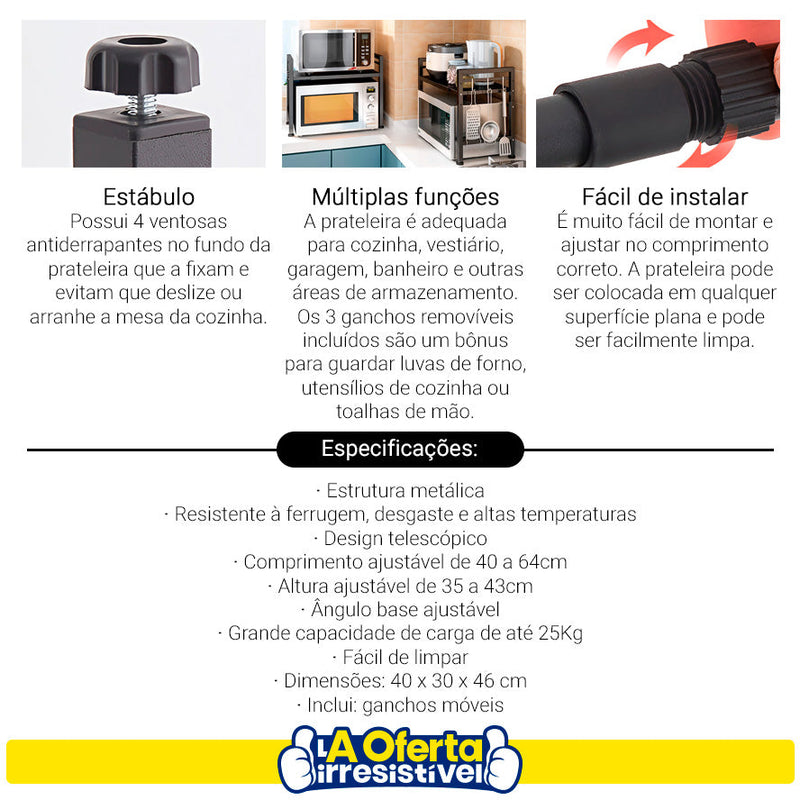 Rack Metálico Multiuso Decoteam Ajustável Para Microondas